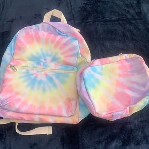 Tie-dye medium size backpack and lunch box